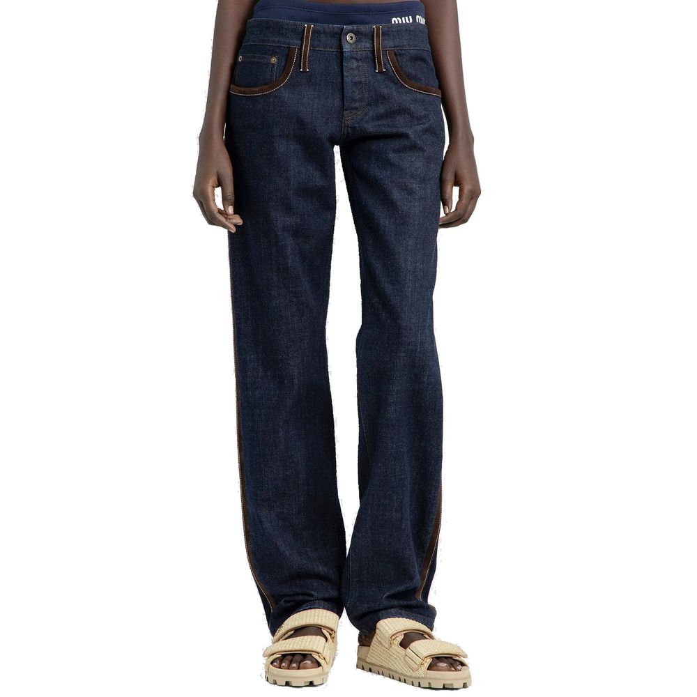 Miu Miu Denim Piped Trim Jeans Glam Steals