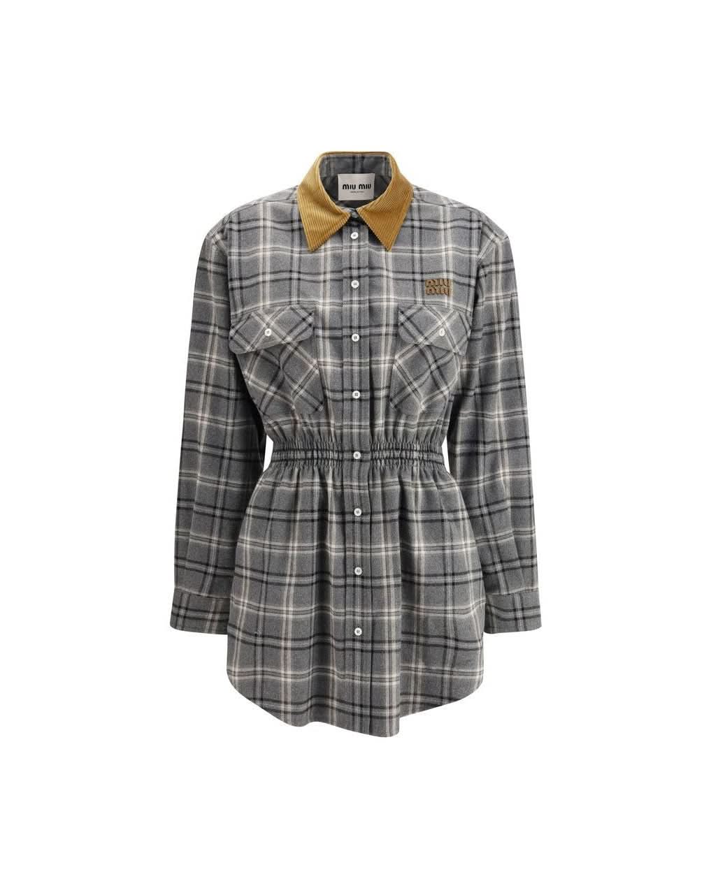 Miu Miu Gray Cotton Casual Dress