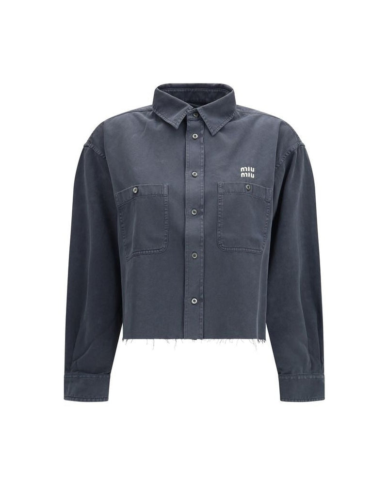 Miu Miu Gray Cotton Dress Shirt Glam Steals