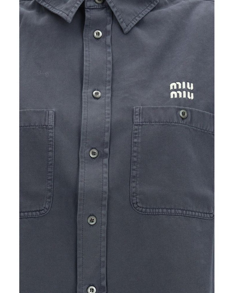 Miu Miu Gray Cotton Dress Shirt Glam Steals