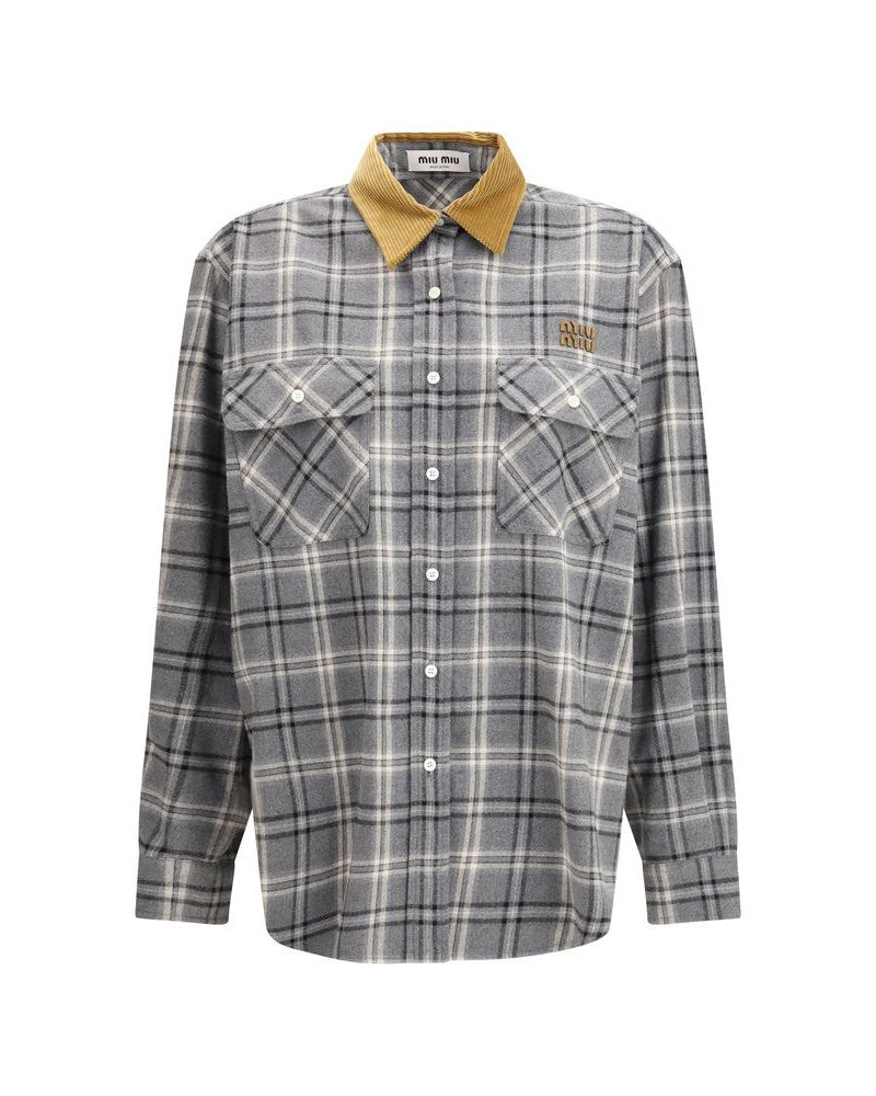 Miu Miu Gray Cotton Pattern Shirt