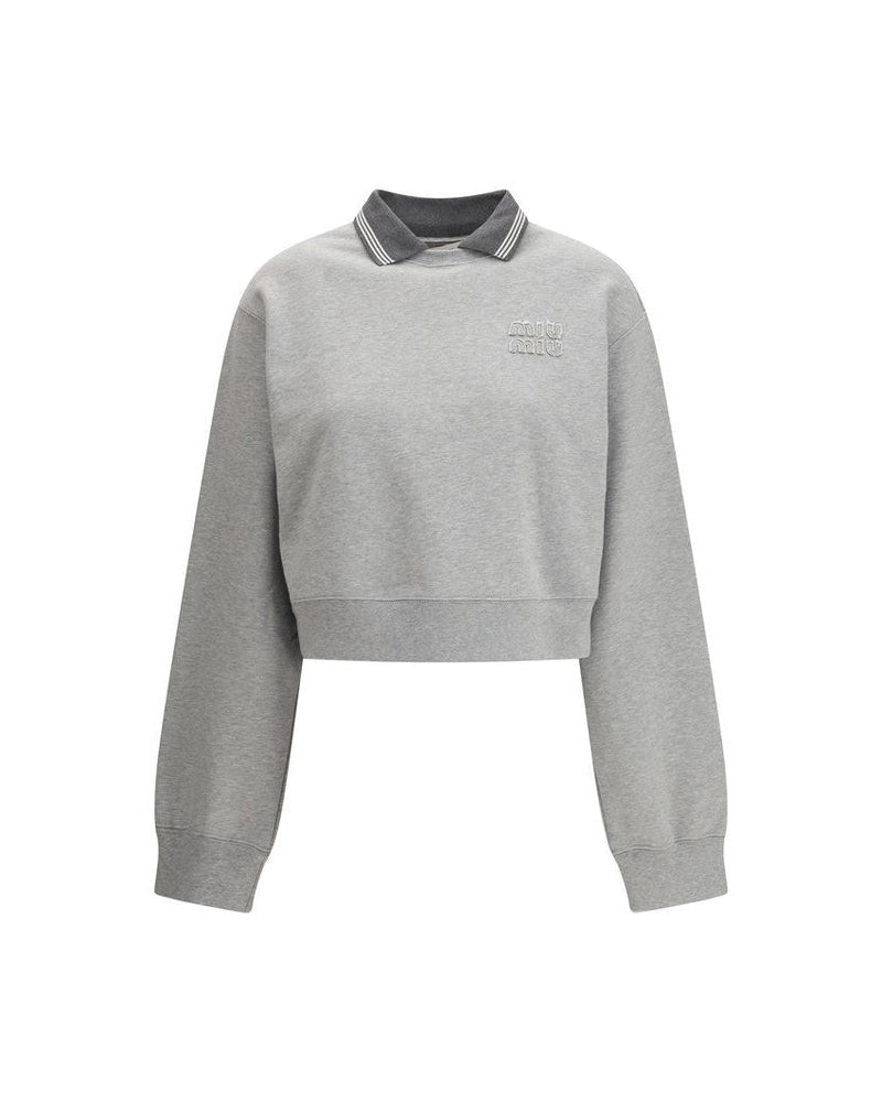Miu Miu Gray Cotton Sweatshirt Sweatshirts