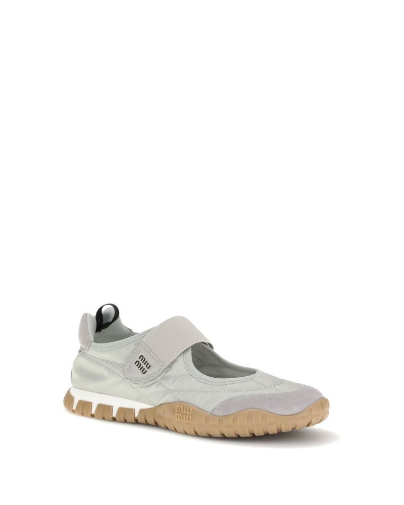 Miu Miu Gray Recycled Polyamide Ballet Flats Glam Steals