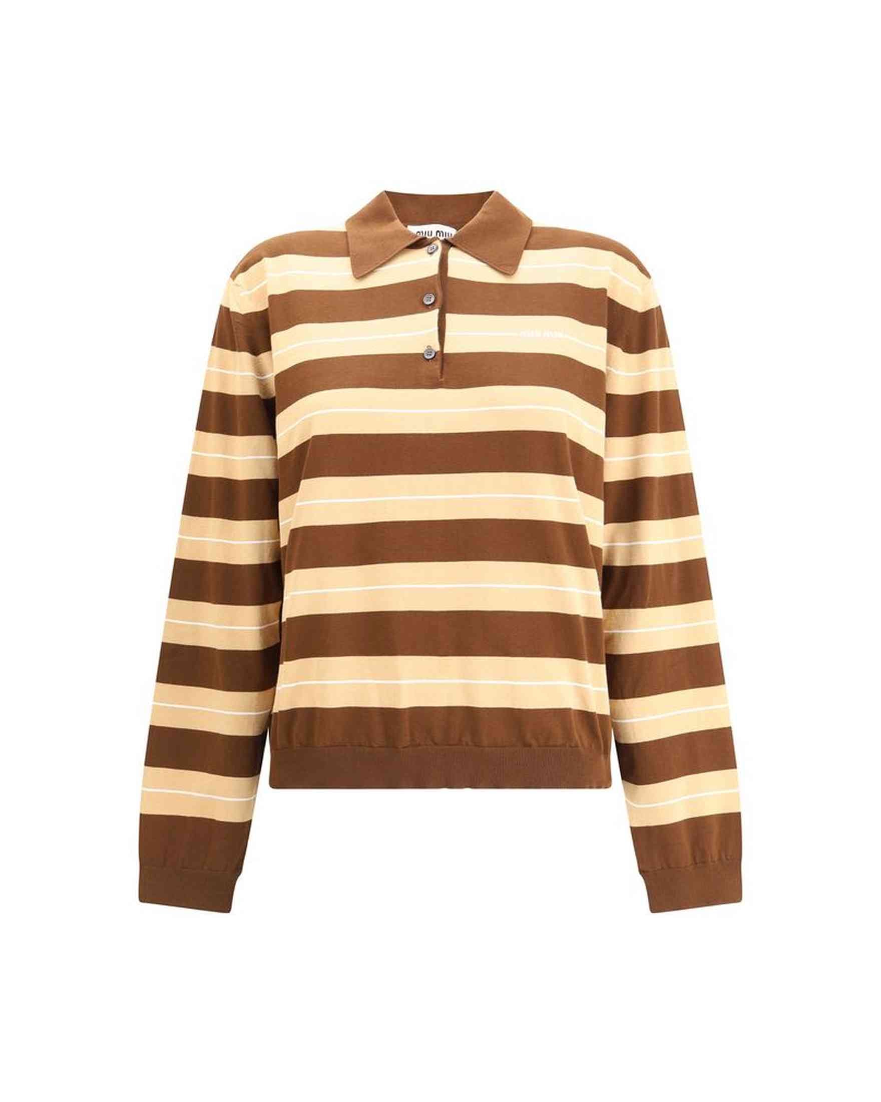 Miu Miu Long-Sleeve Logo Polo Shirt Glam Steals