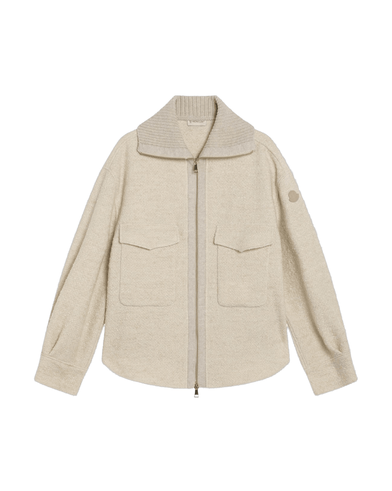 Moncler Beige Wool Light Zip Jacket in Blend Glam Steals