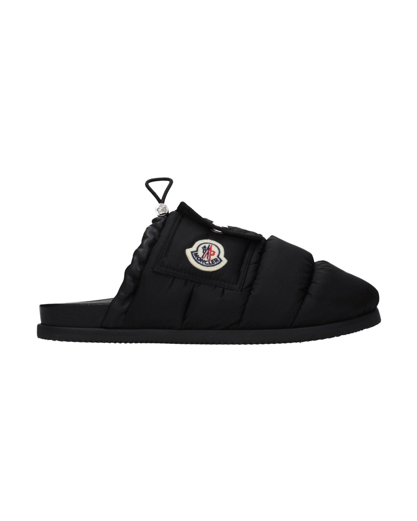 Moncler Black Fabric Slippers 