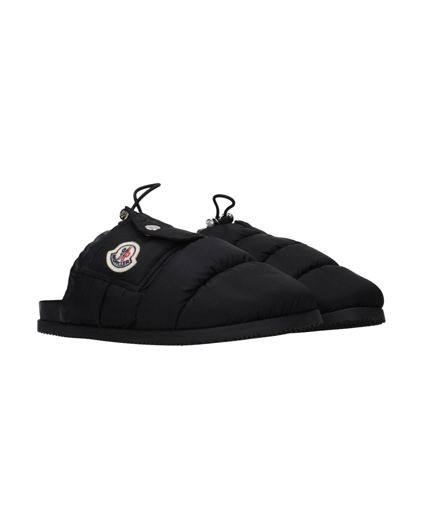 Moncler Black Fabric Slippers 