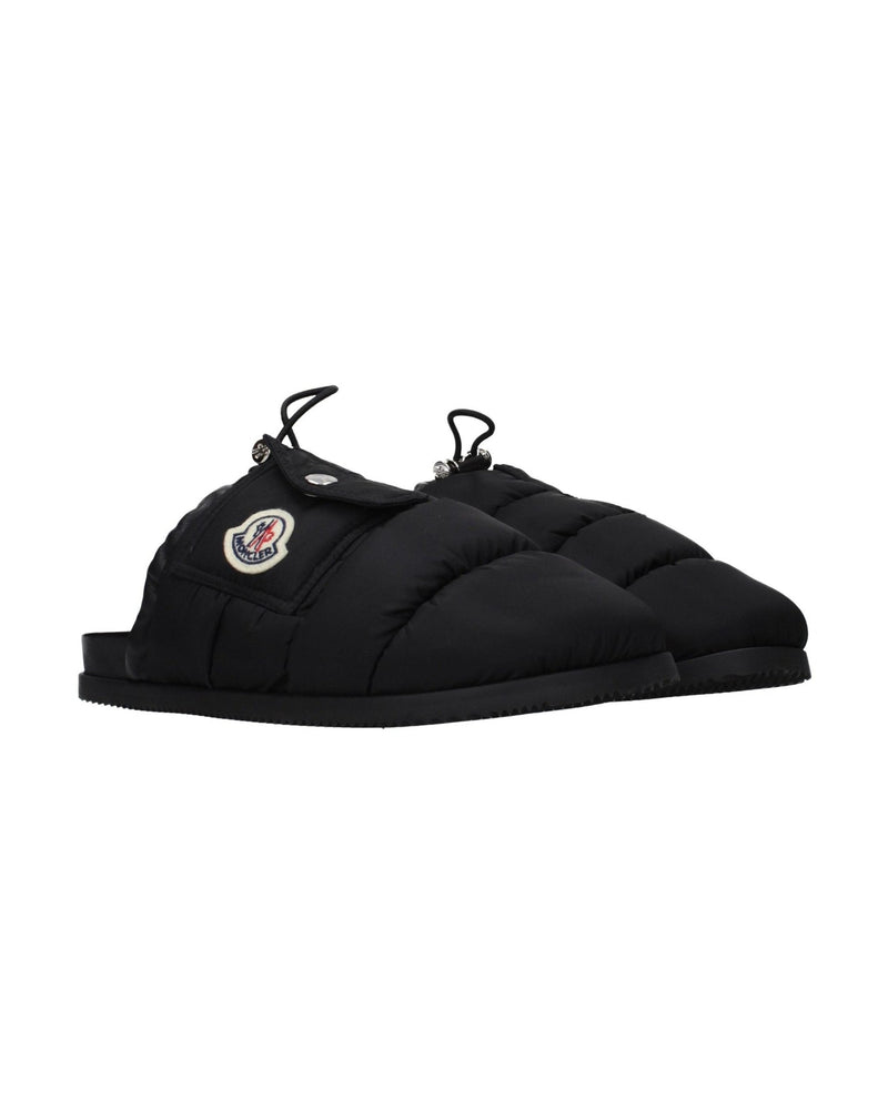 Moncler Black Fabric Slippers 