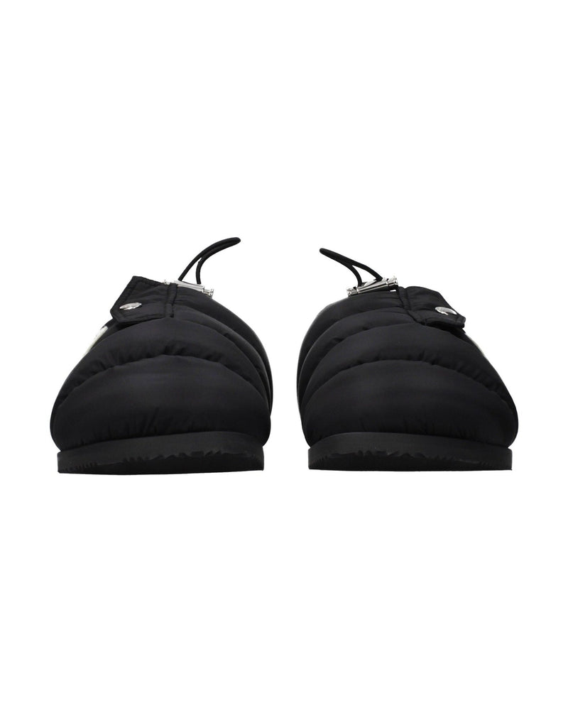 Moncler Black Fabric Slippers 
