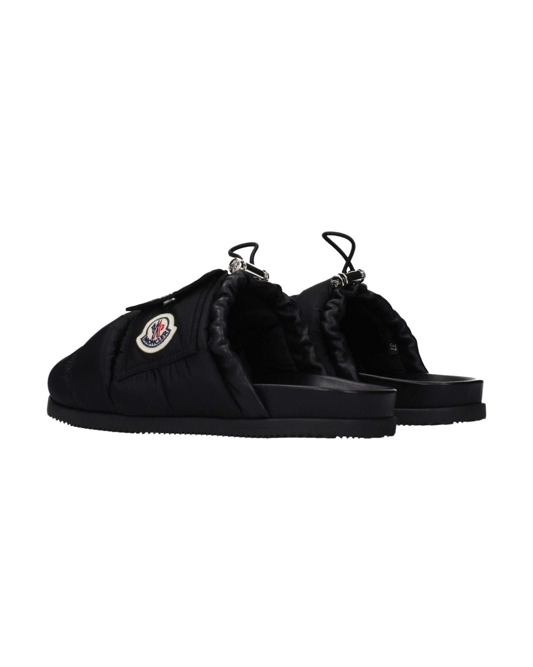 Moncler Black Fabric Slippers 