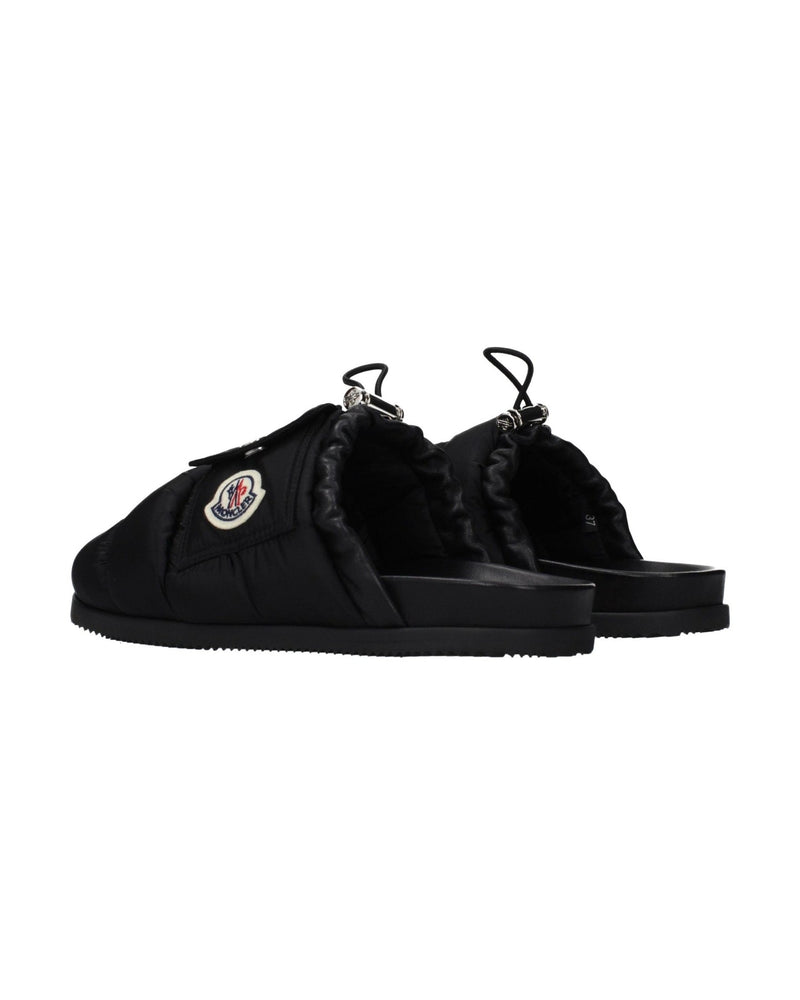 Moncler Black Fabric Slippers 