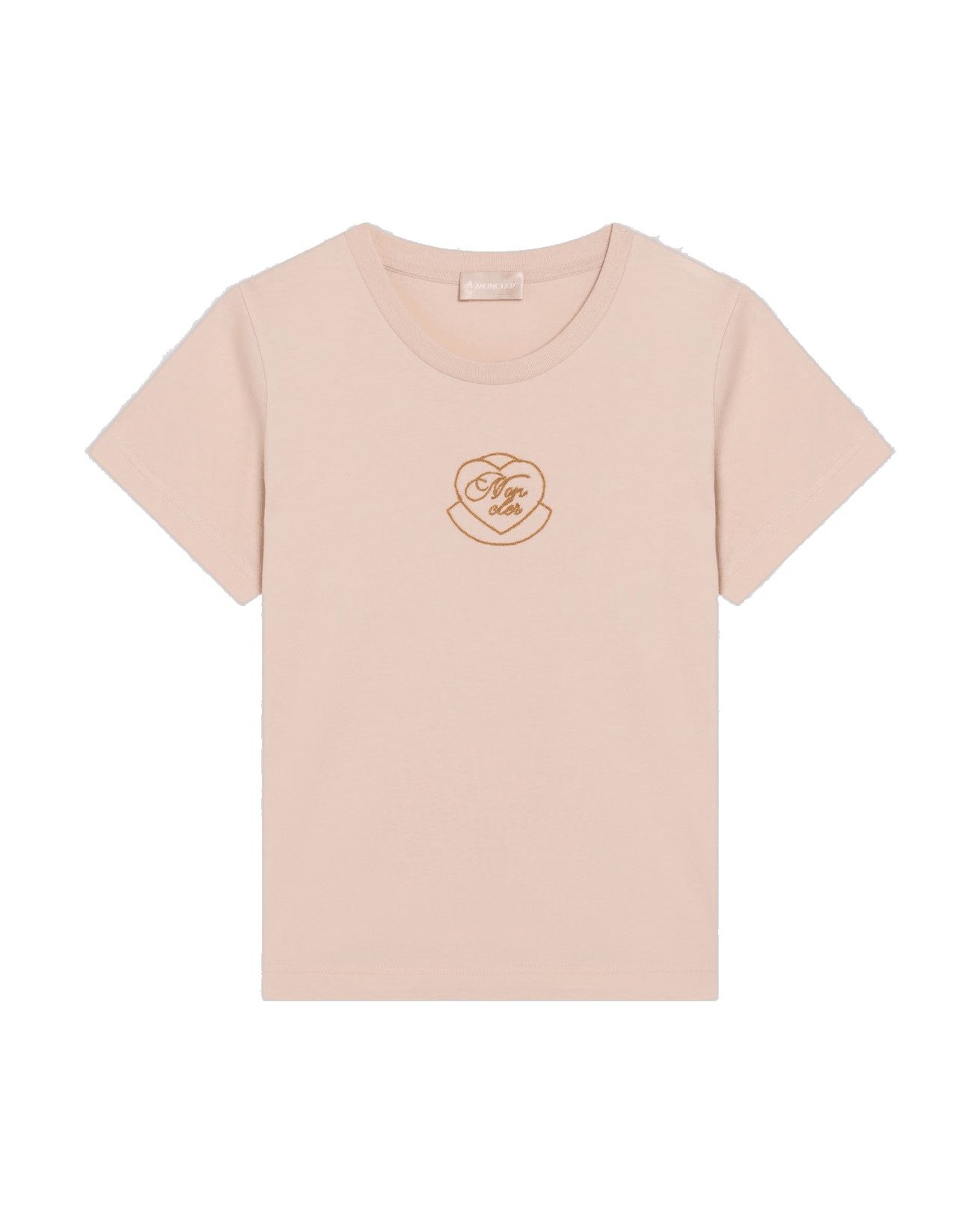 Moncler Pink Cotton T-shirt with Embroidered Heart Glam Steals