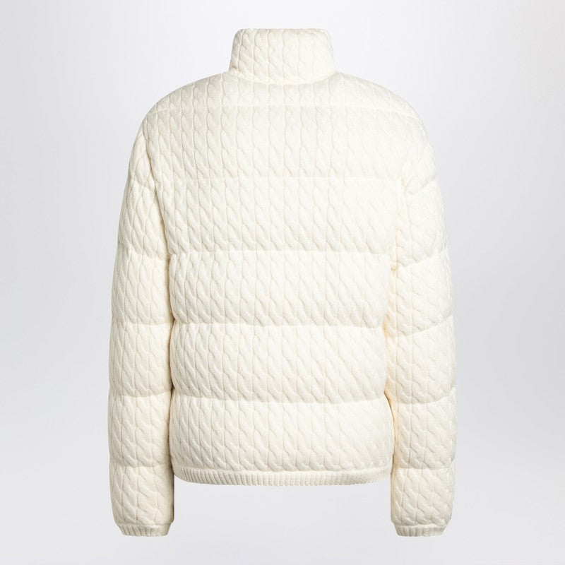 Moncler White Cotton Puffer Jacket with Braids in Blend Glam Steals