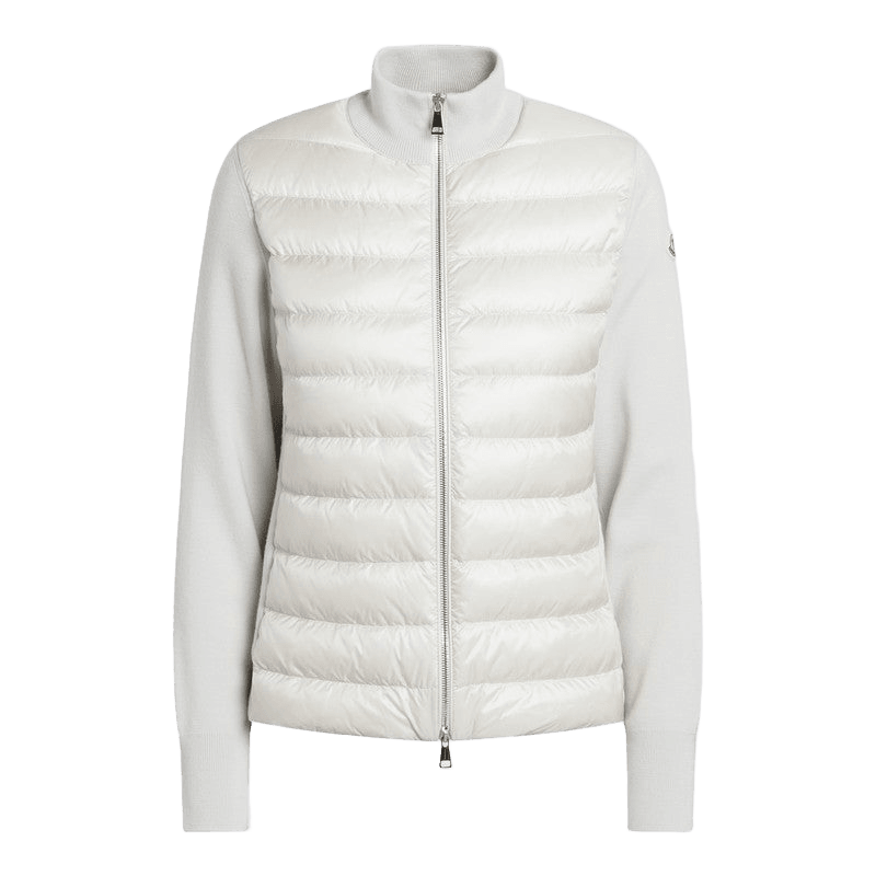 Moncler White Padded Zip Up Cardigan Glam Steals