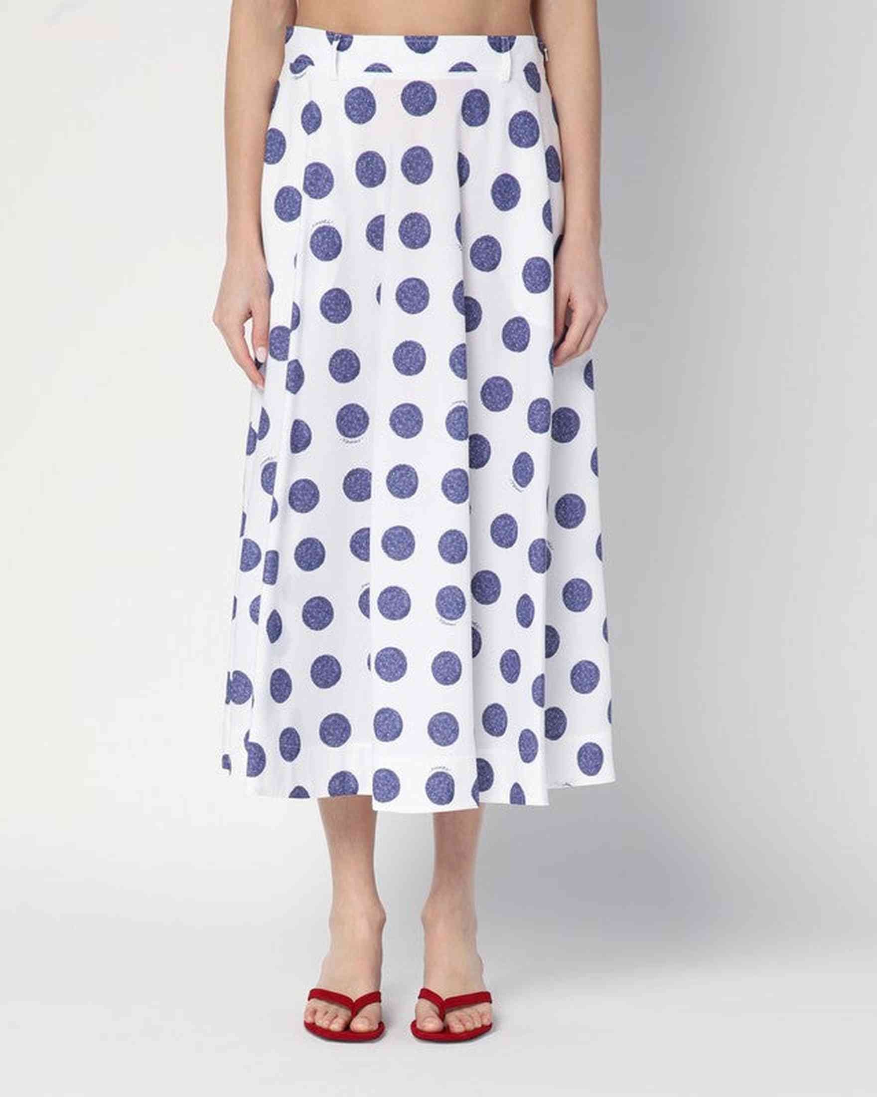 Moschino White Flared Skirt With Polka Dots Glam Steals