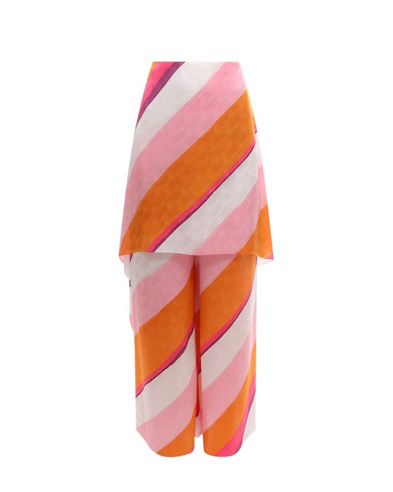 Multicolor Silk Casual Pants Glam Steals
