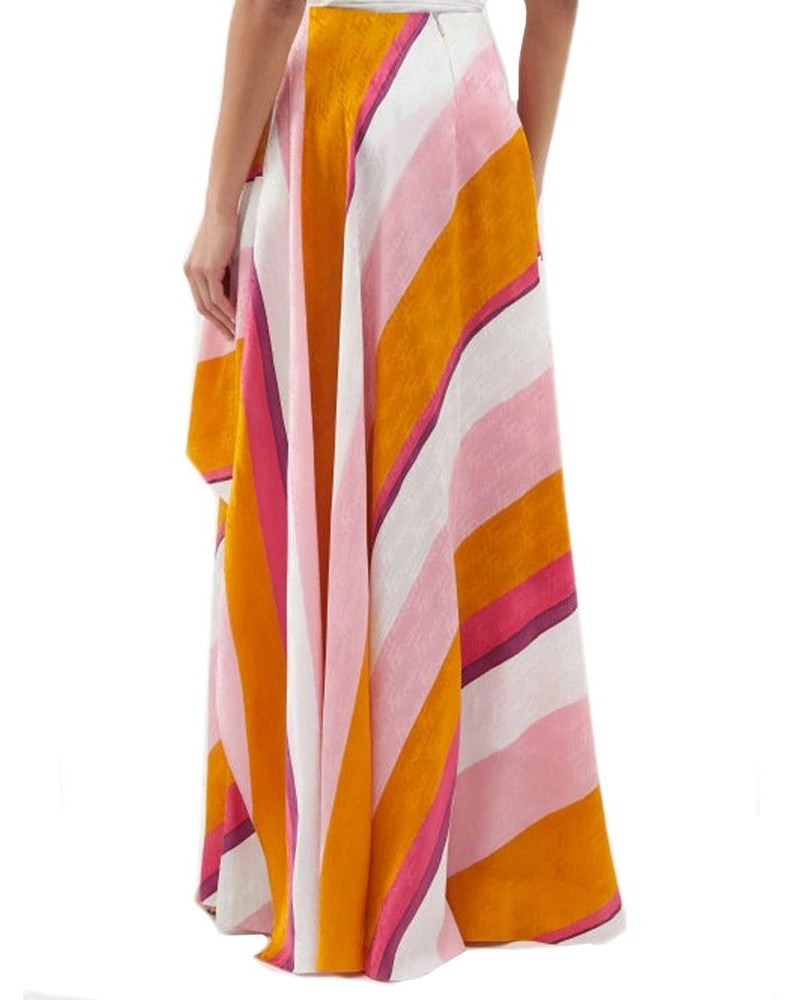 Multicolor Silk Casual Pants Glam Steals