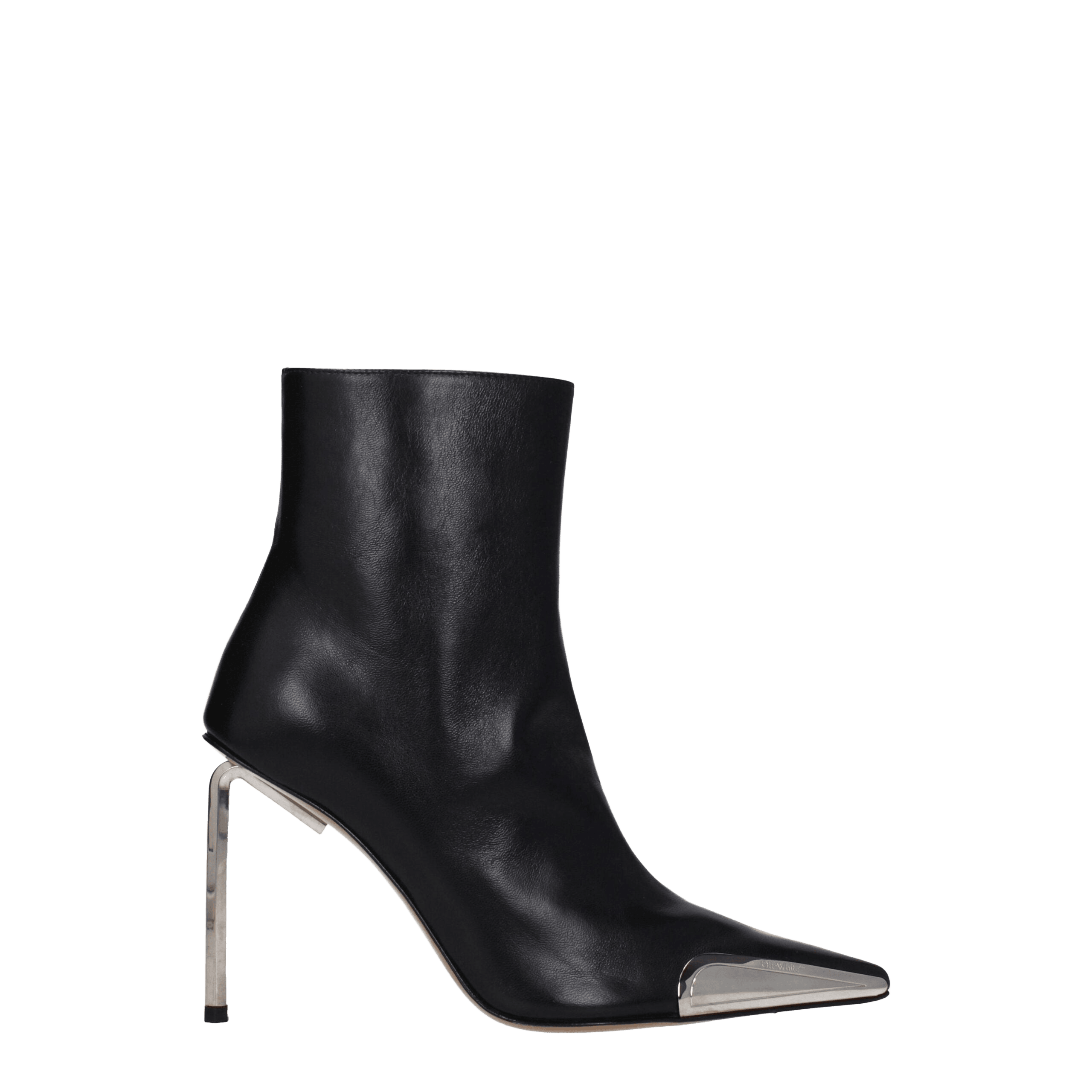 Off-White Black Leather Ankle Boots Glam Steals