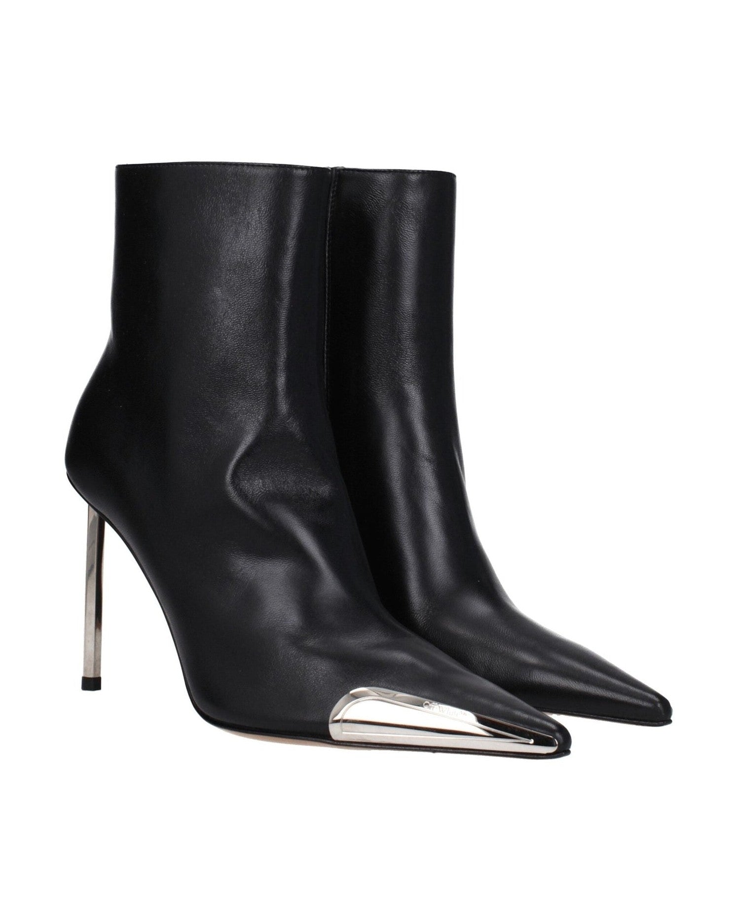 Off-White Black Leather Ankle Boots Glam Steals