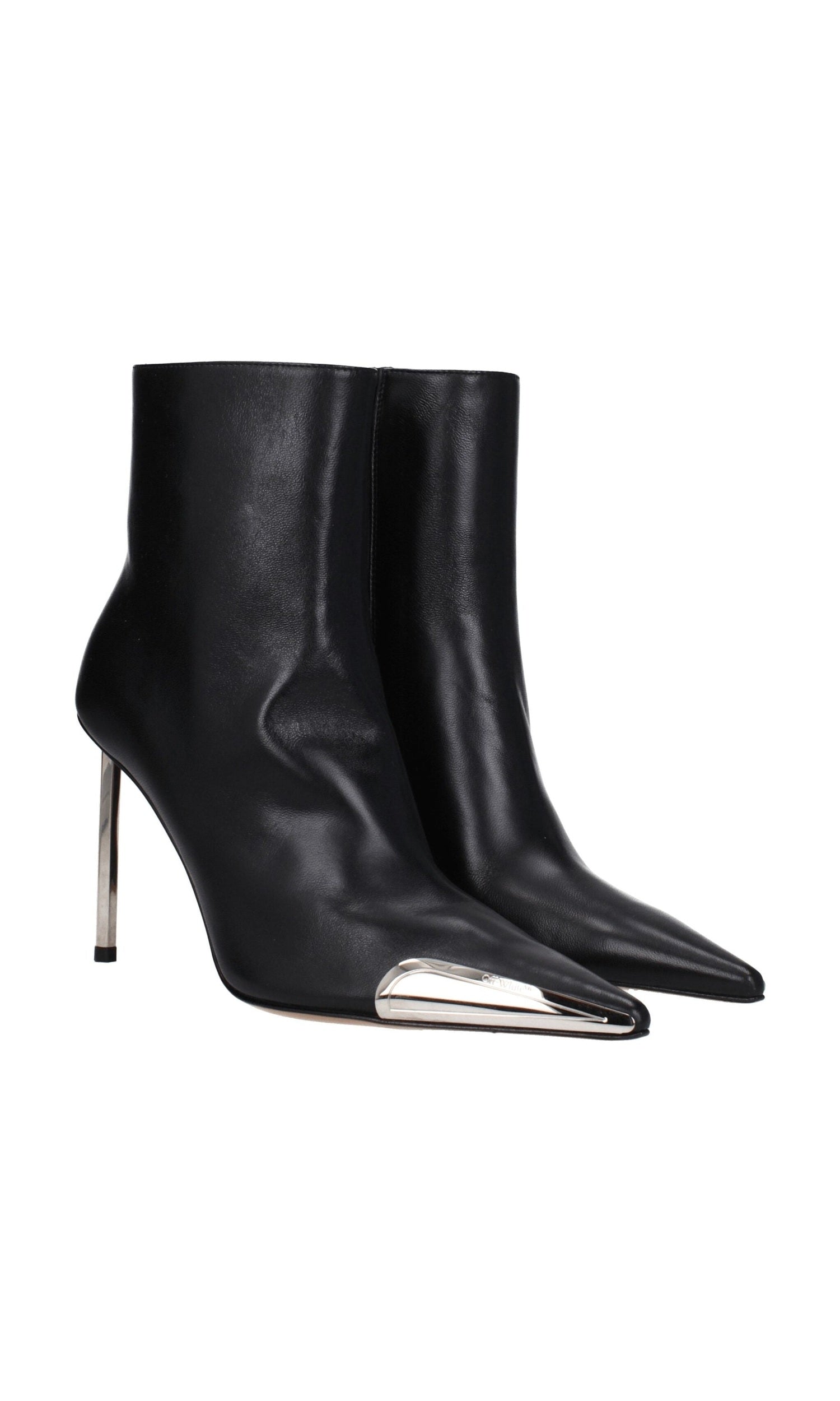 Off-White Black Leather Ankle Boots Glam Steals