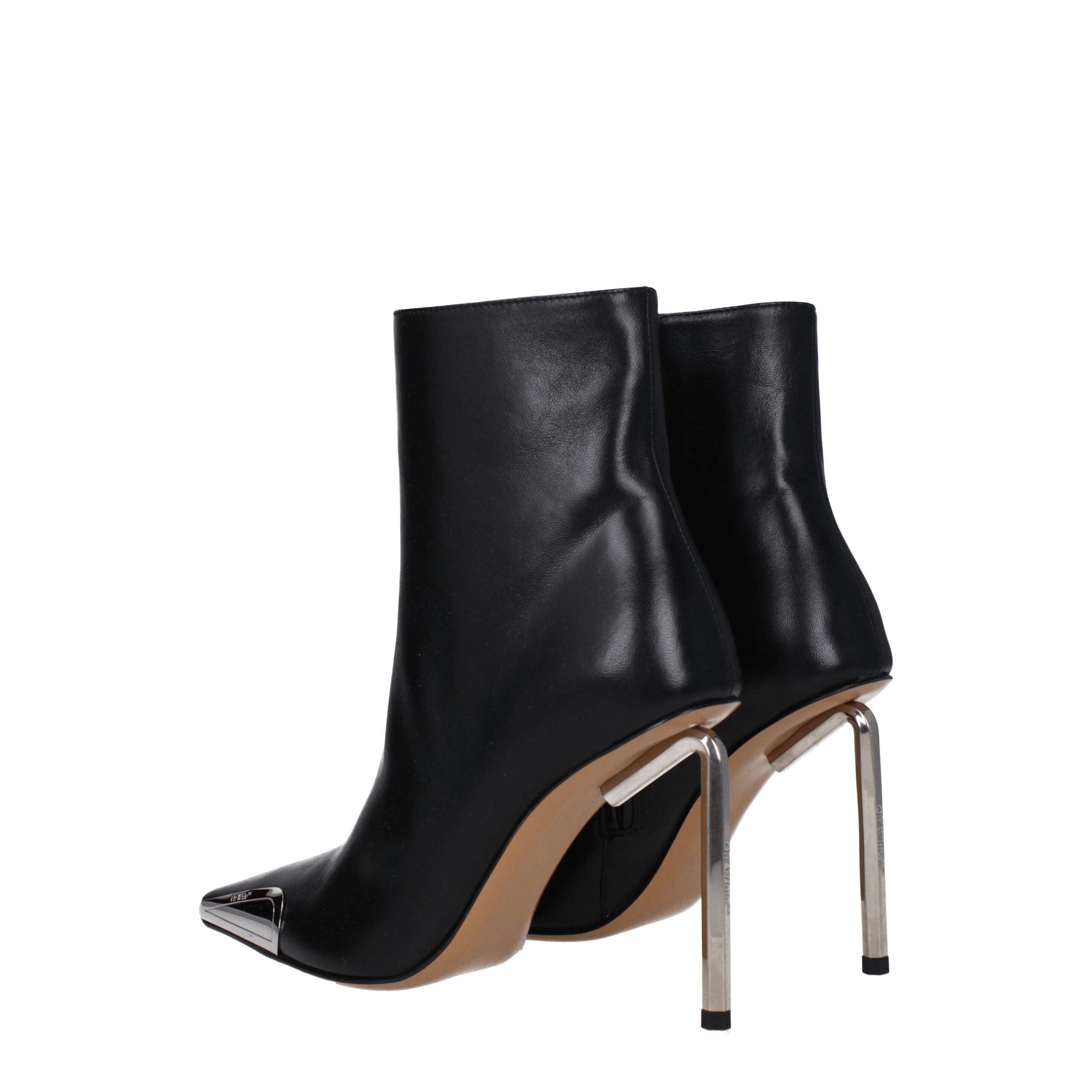 Off-White Black Leather Ankle Boots Glam Steals