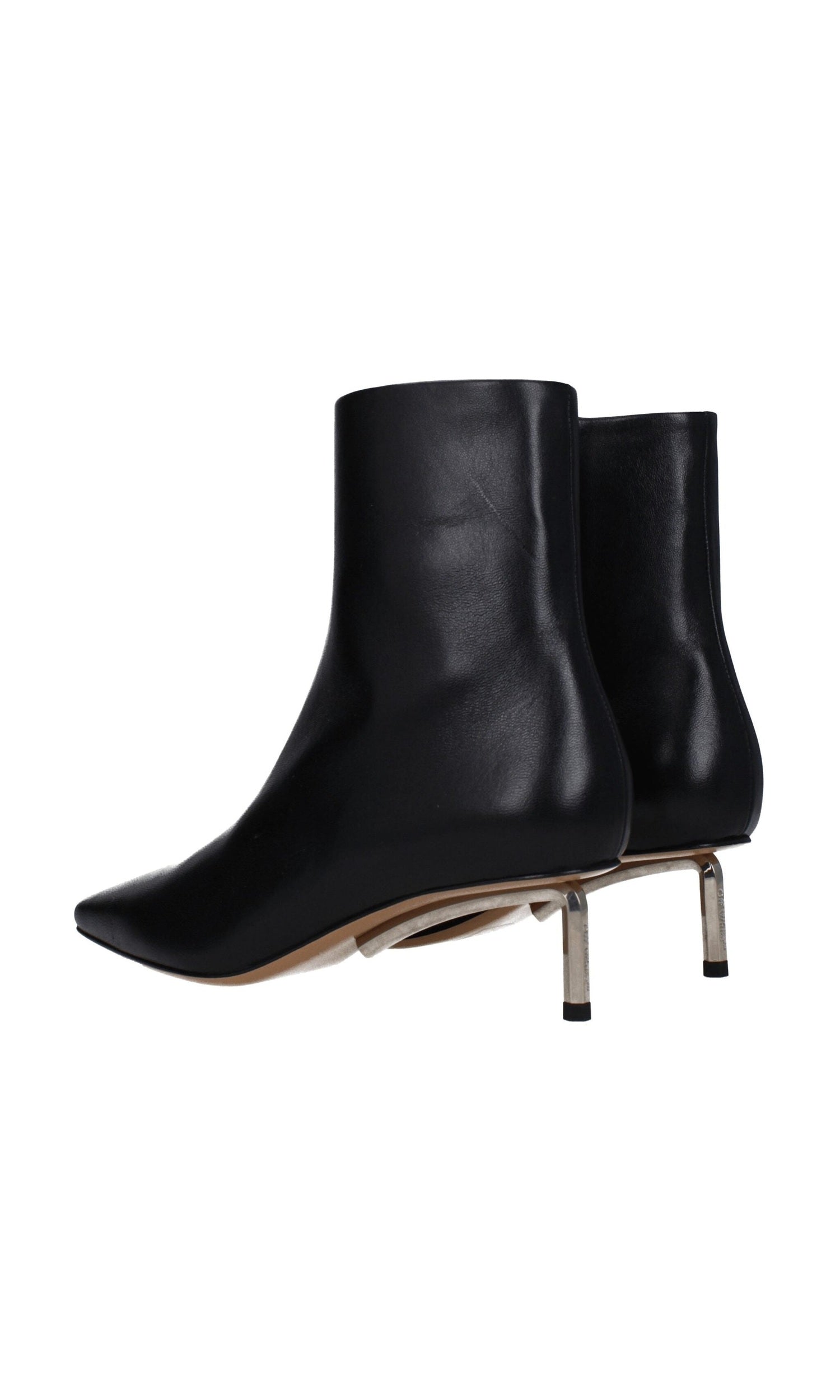 Off-White Black Leather Ankle Boots Glam Steals