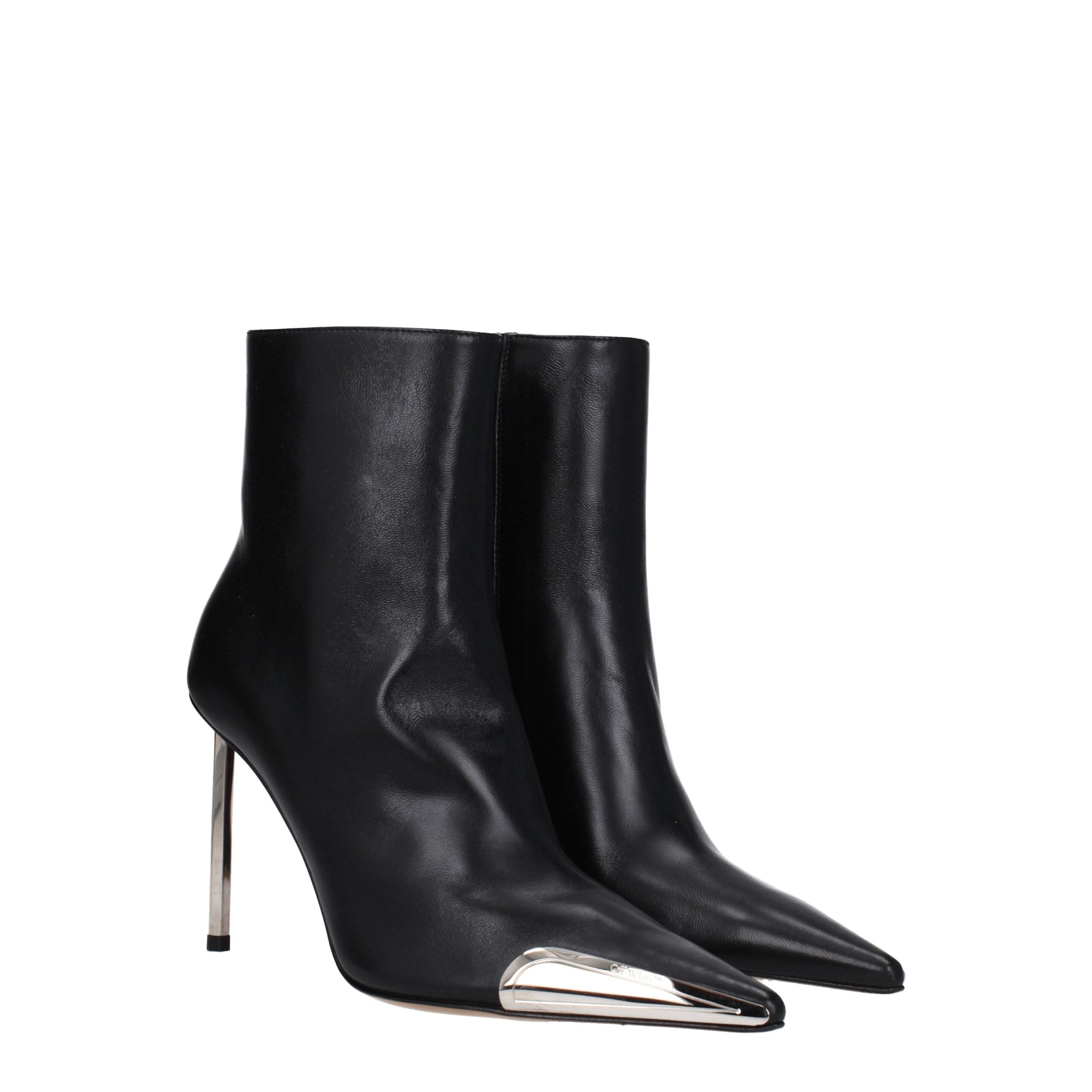 Off-White Black Leather Ankle Boots Glam Steals