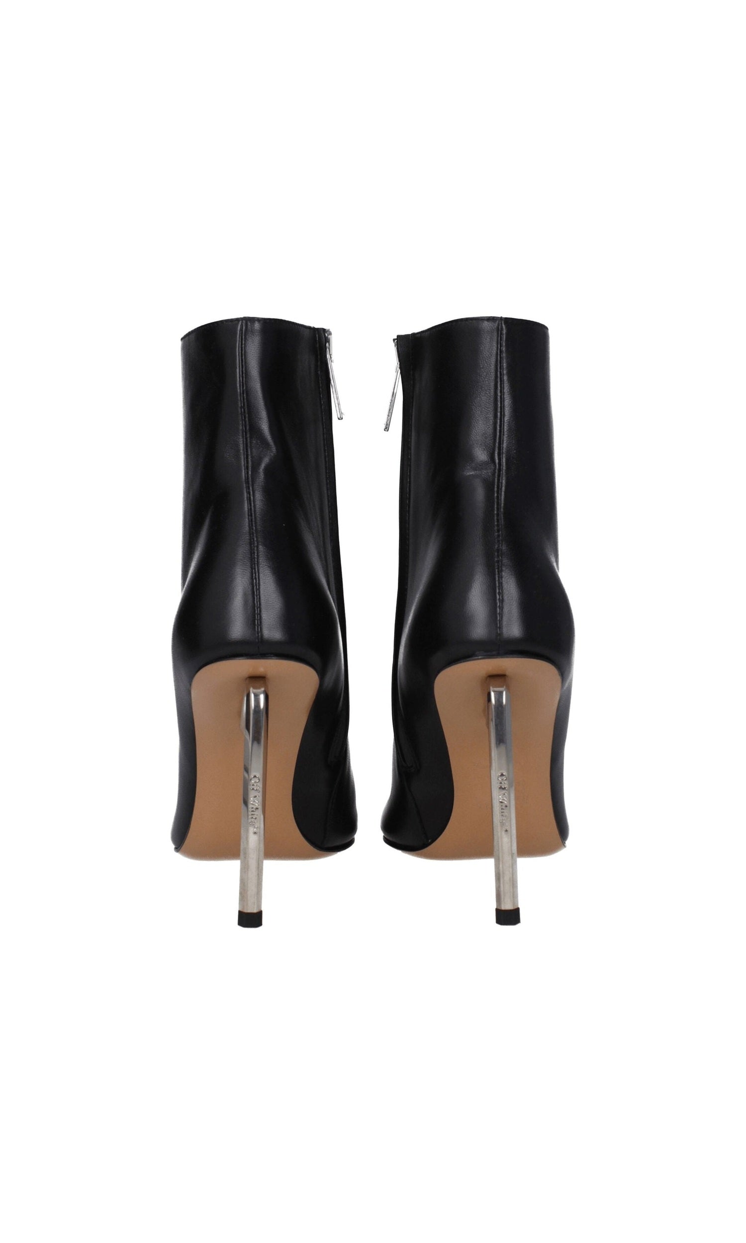 Off-White Black Leather Ankle Boots Glam Steals