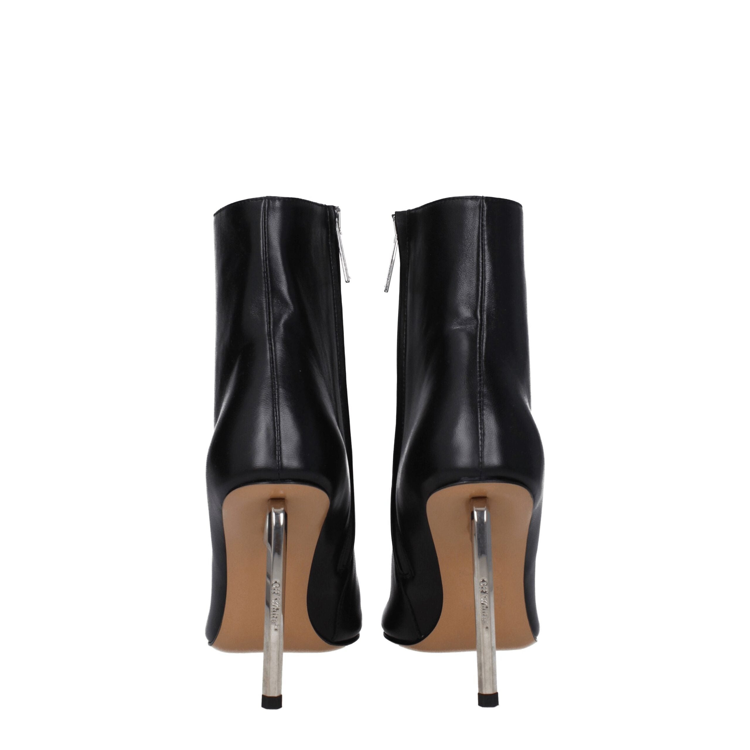 Off-White Black Leather Ankle Boots Glam Steals