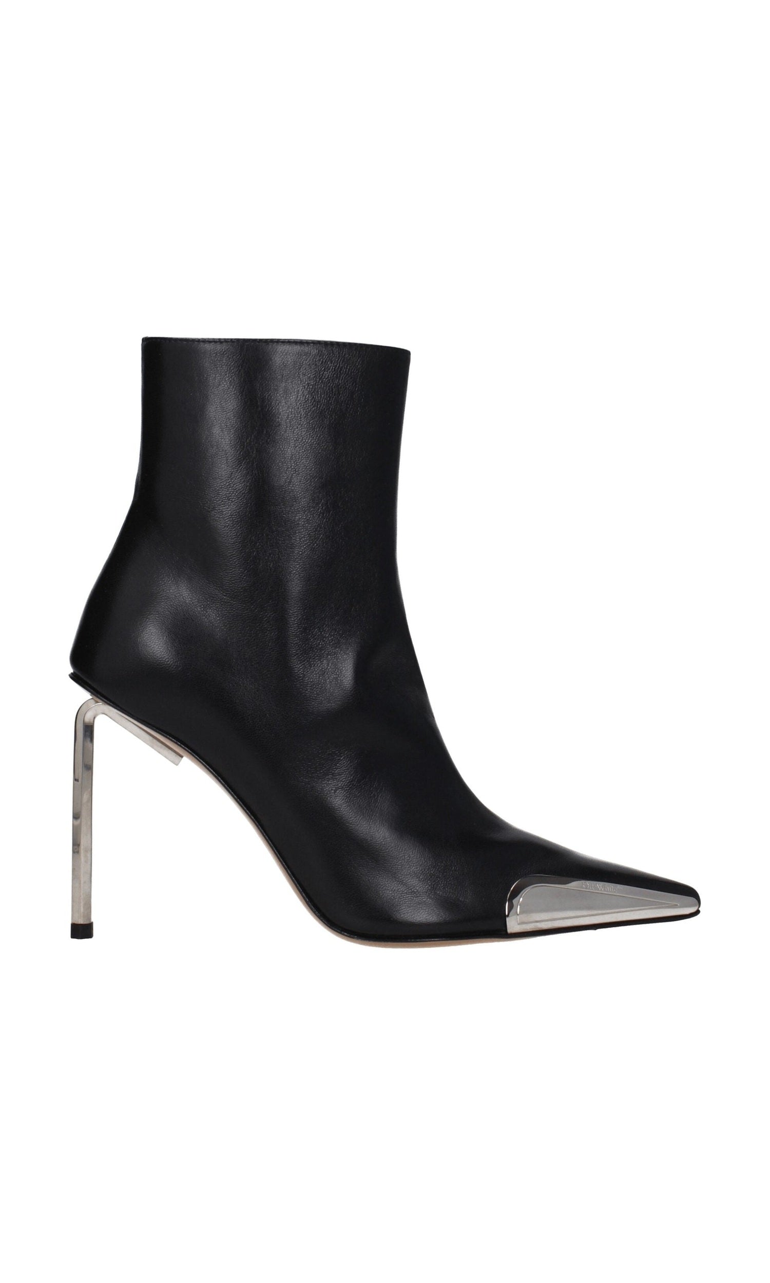 Off-White Black Leather Ankle Boots Glam Steals
