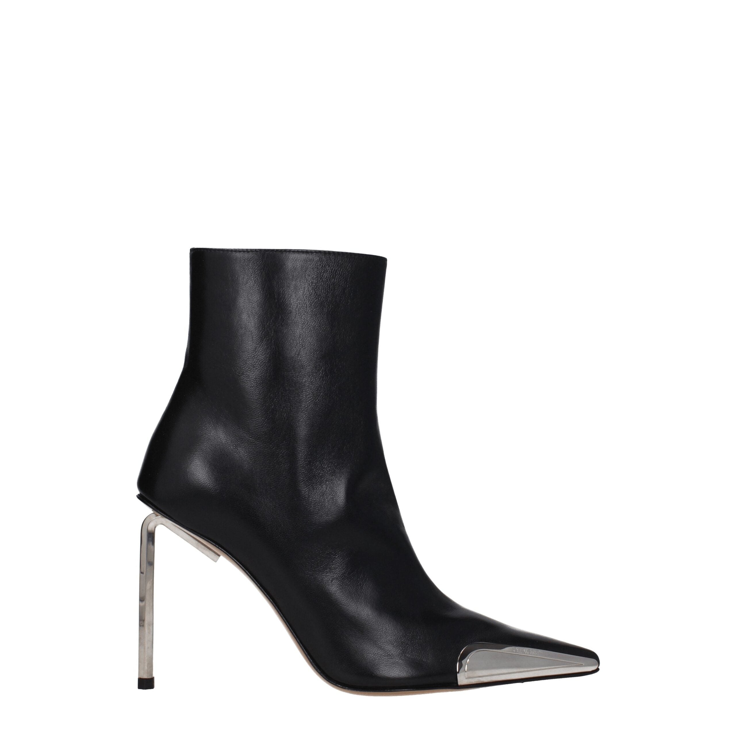 Off-White Black Leather Ankle Boots Glam Steals