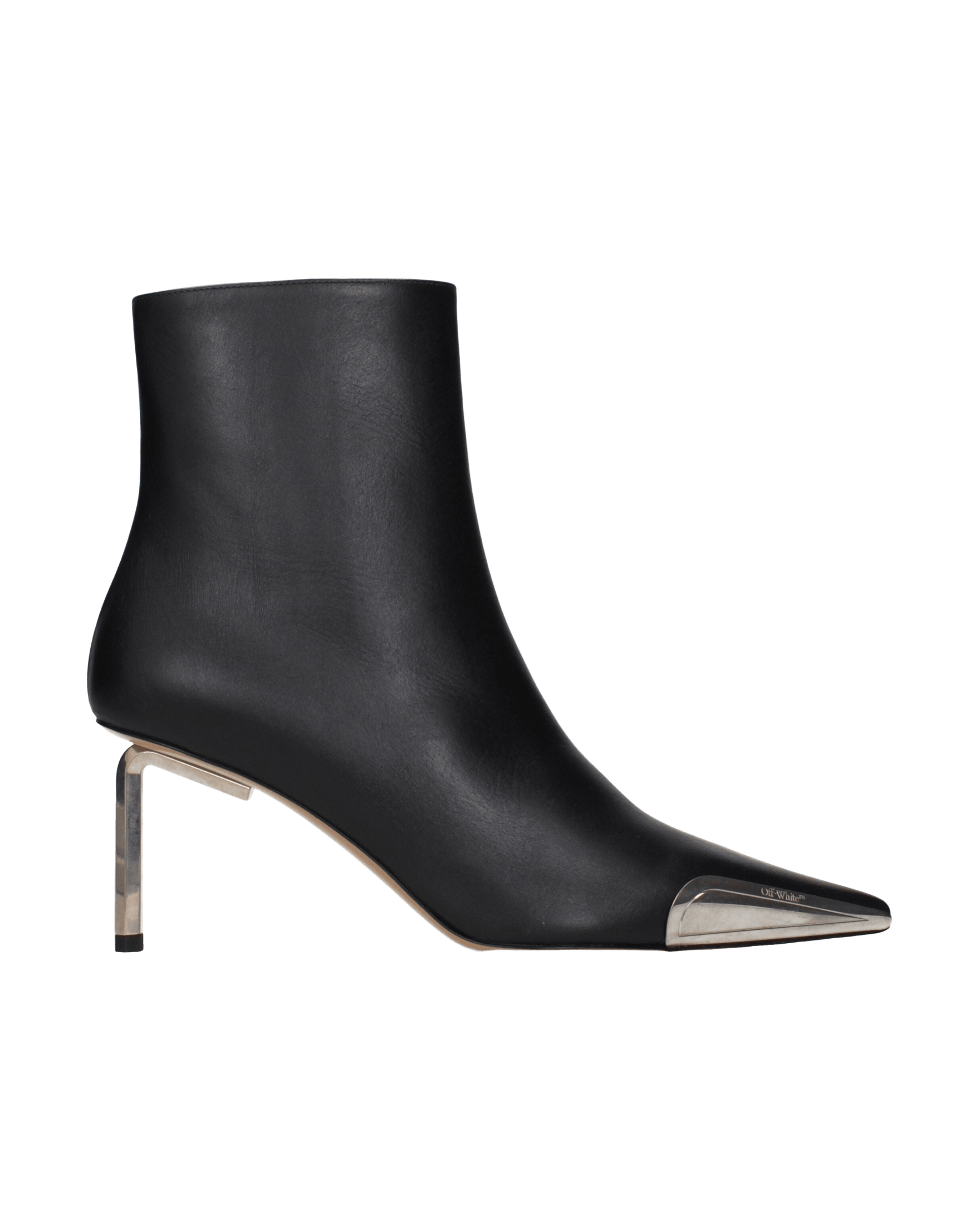 Off-white Leather Black Ankle Boots Glam Steals