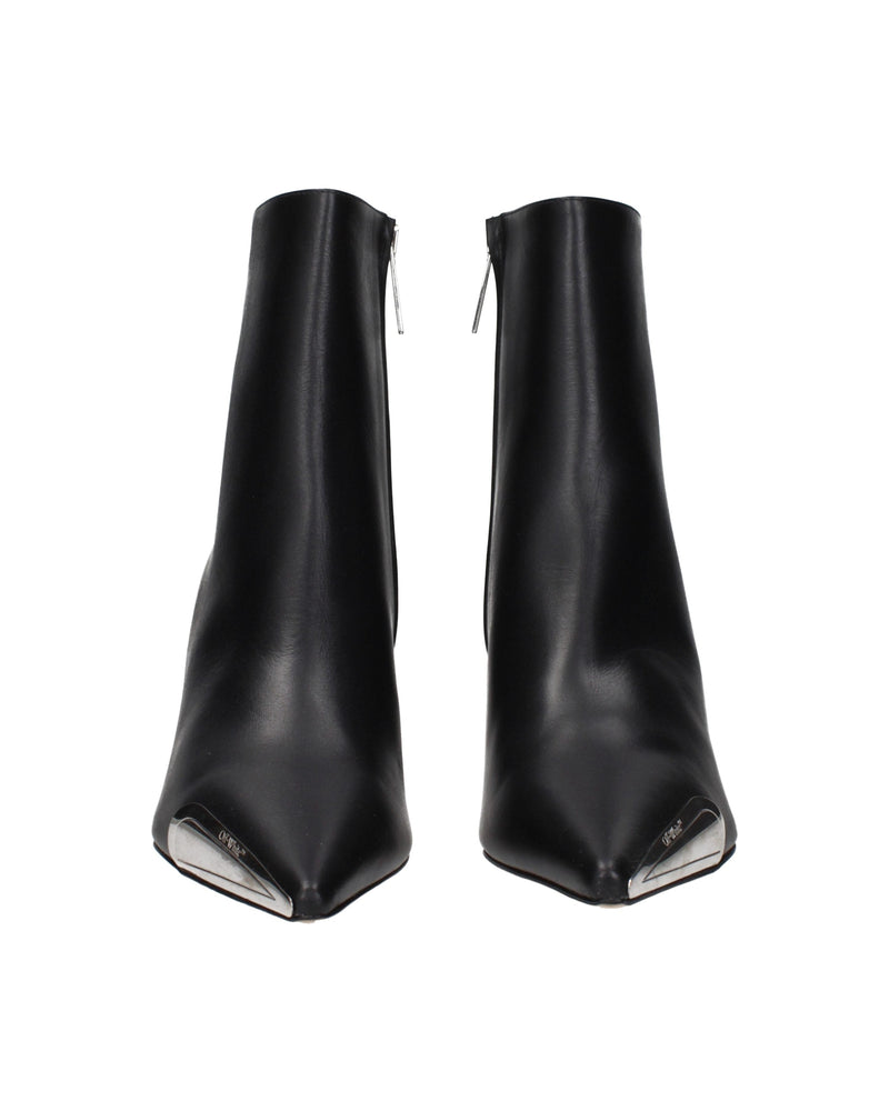 Off-white Leather Black Ankle Boots Glam Steals