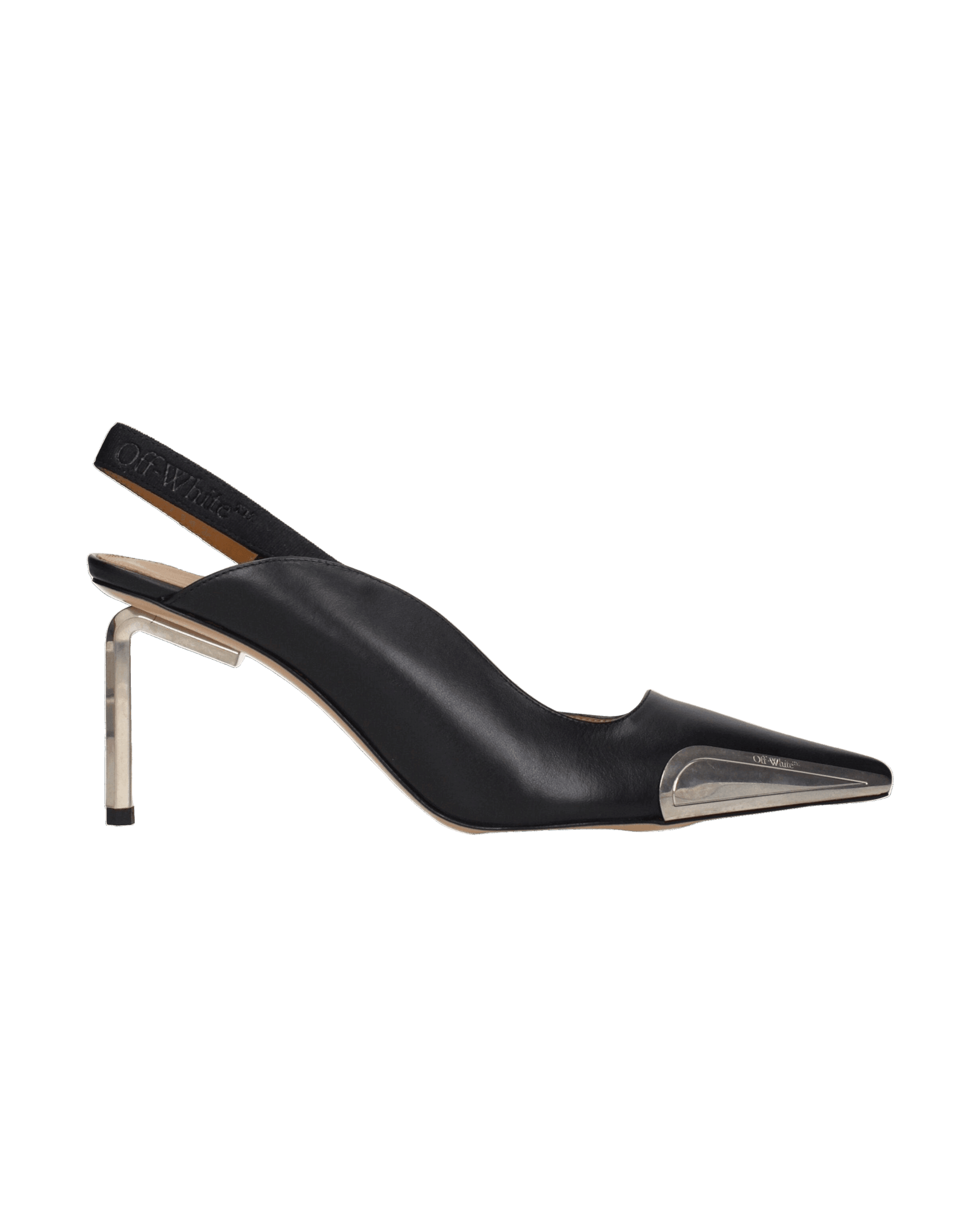 Off-white Leather Black High Heel Pumps Glam Steals