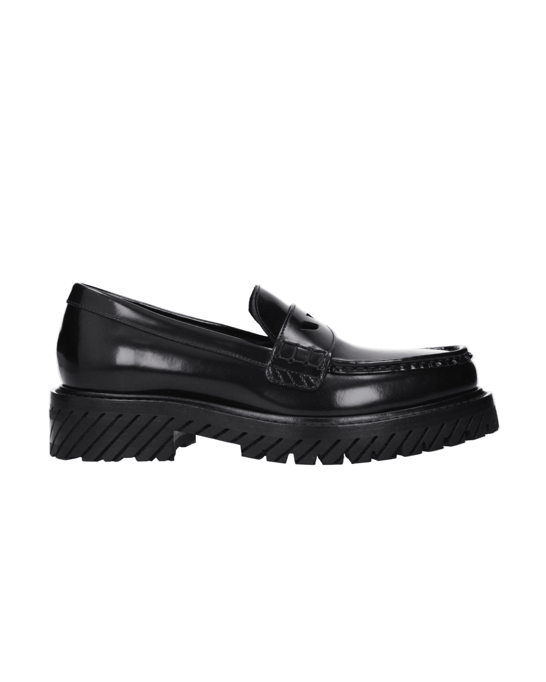 Off-white Leather Black Slip On Loafers Glam Steals
