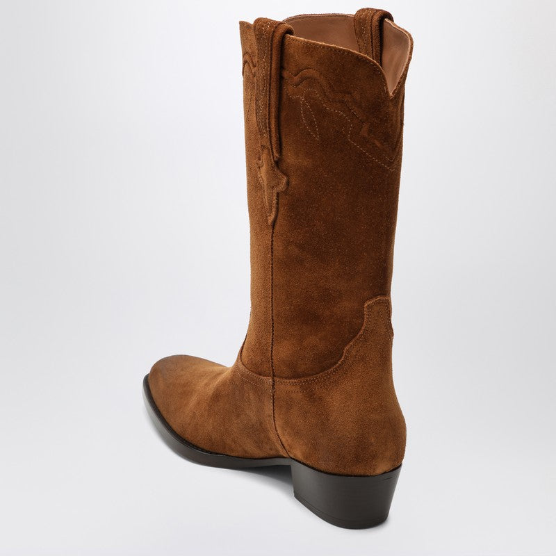 Paris Texas Suede Hilda Boots In Cognac