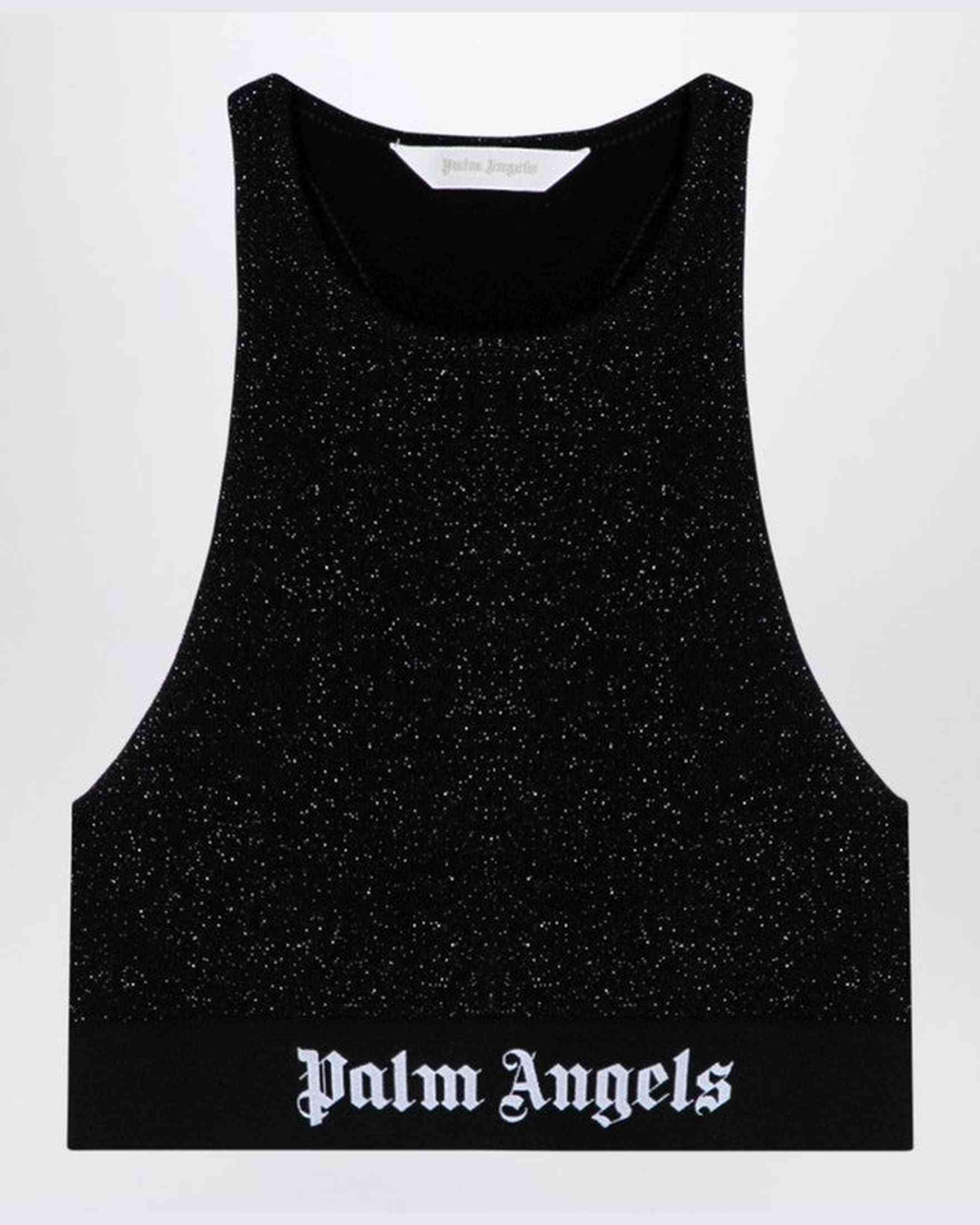 Palm Angels Black Lurex Top In Viscose Blend Glam Steals