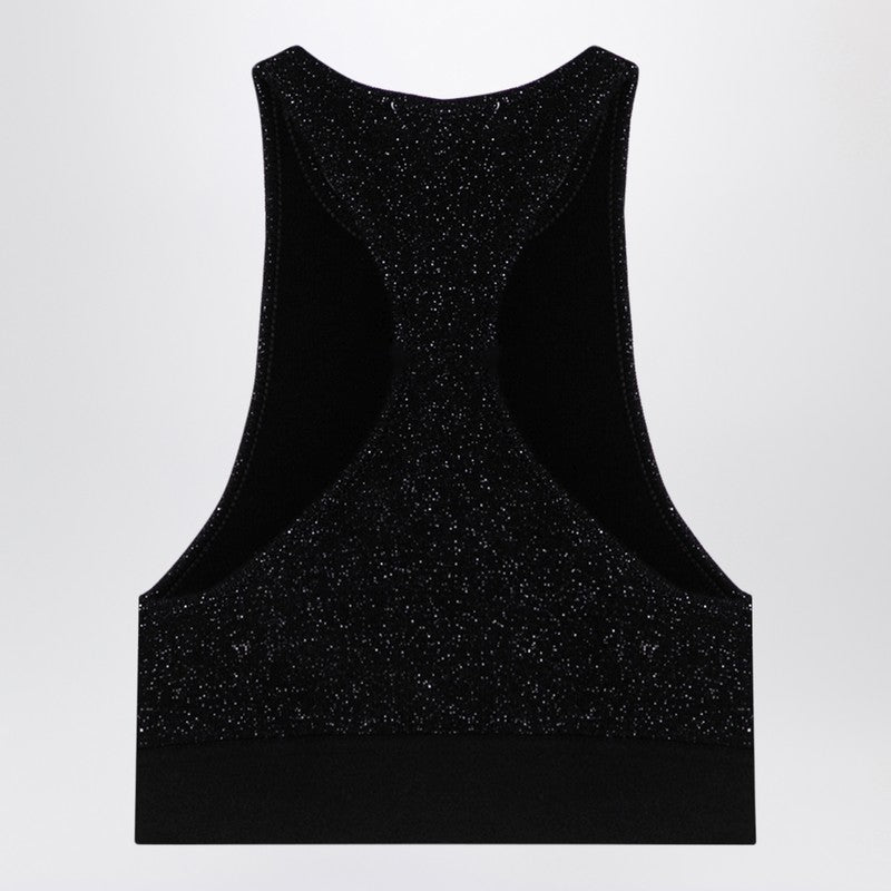 Palm Angels Black Lurex Top In Viscose Blend Glam Steals