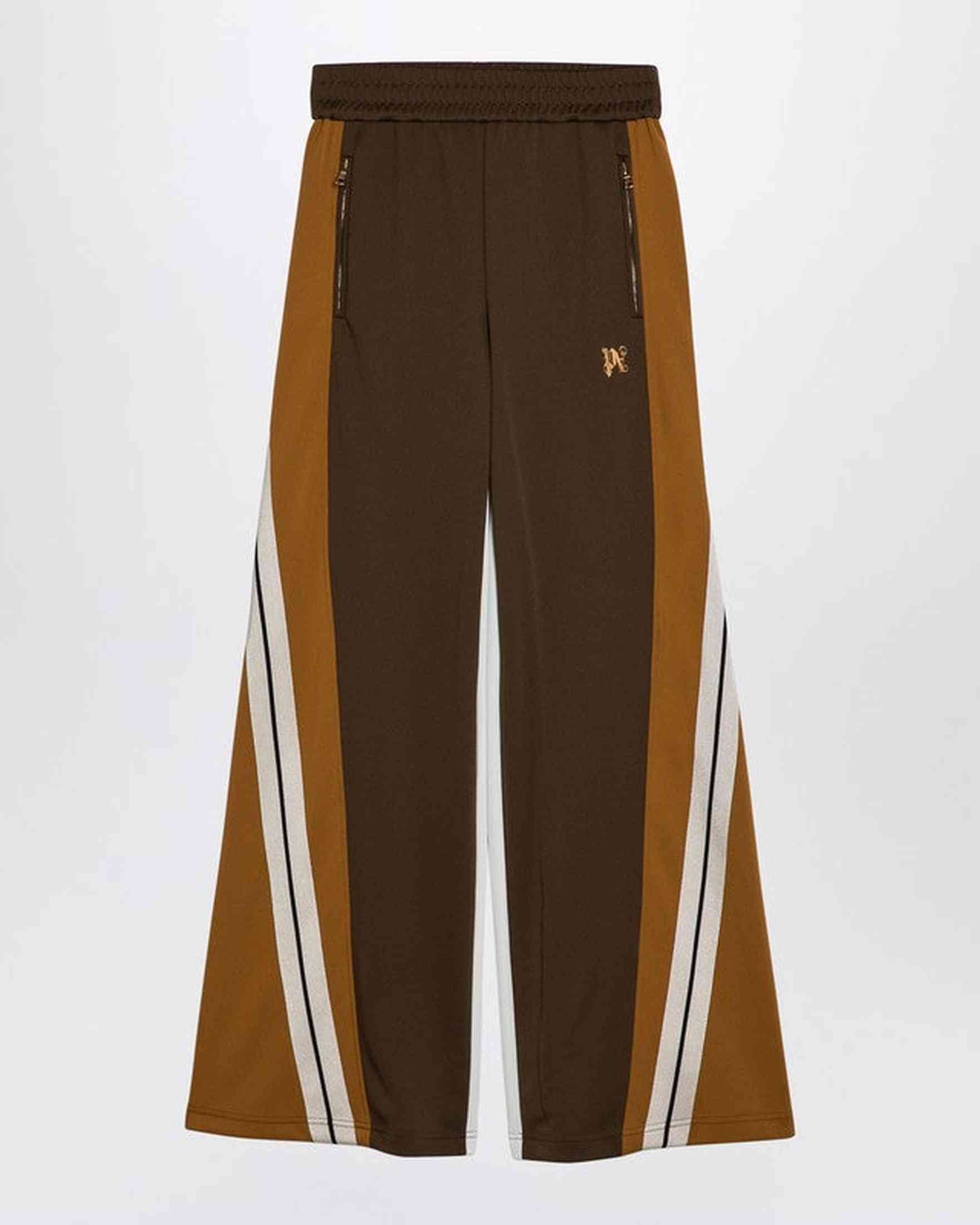 Palm Angels Brown/Ochre Colour Block Wide Trouser Glam Steals