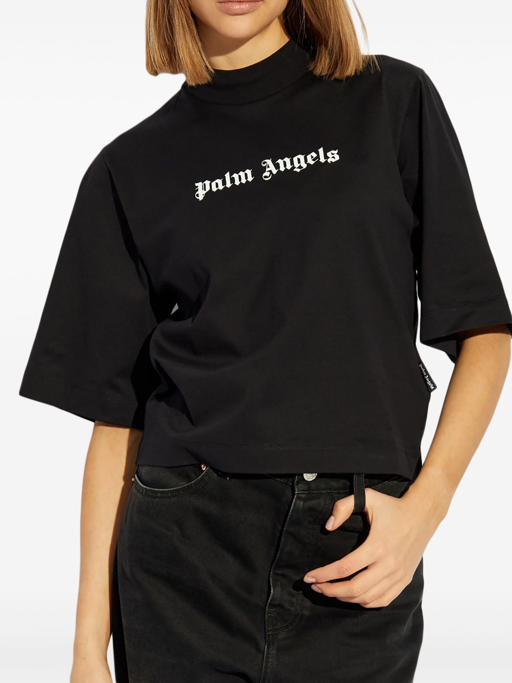 Palm Angels Crop T-Shirt With Logo Glam Steals