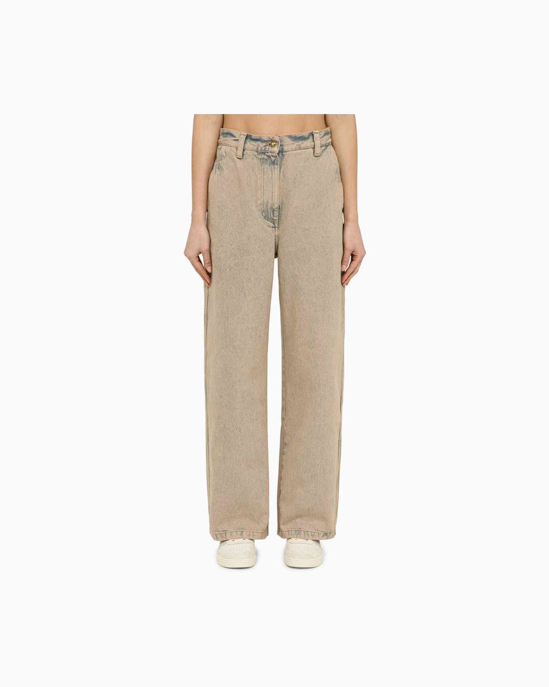 Palm Angels Denim Wide Jeans In Pinkish Glam Steals