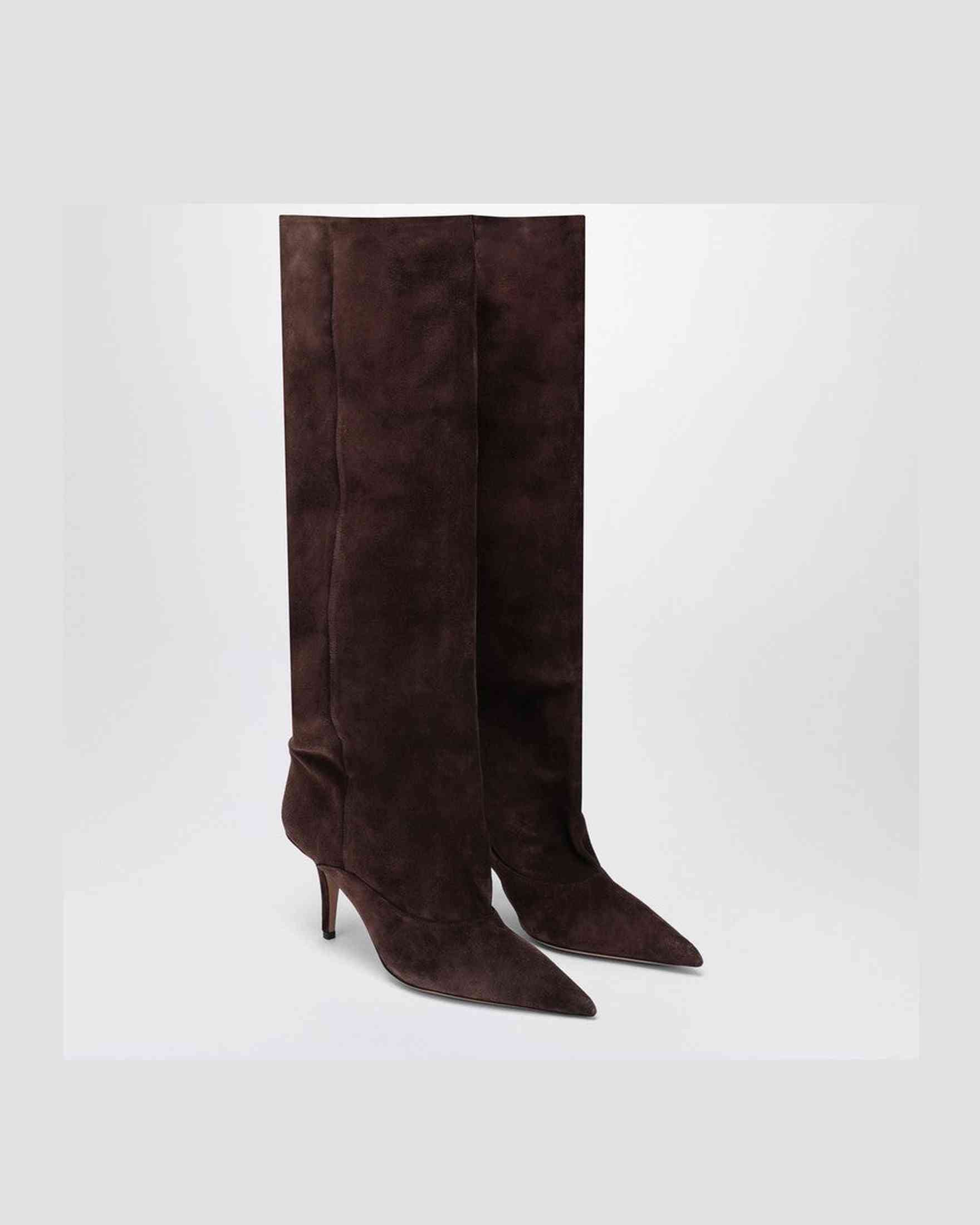 Paris Texas Suede Tall Boots In Chocolate Coloured Glam Steals