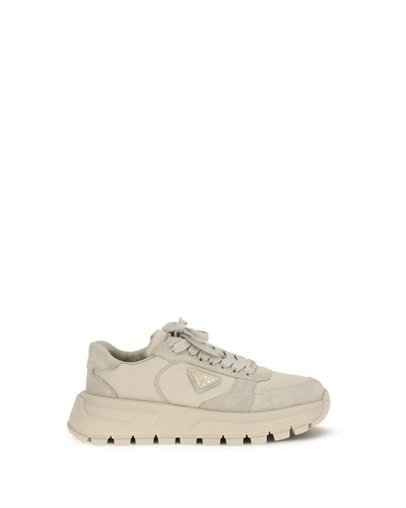 Prada Beige Calf Leather Bos Taurus Athletic Sneakers Glam Steals