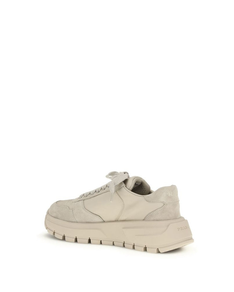 Prada Beige Calf Leather Bos Taurus Athletic Sneakers Glam Steals