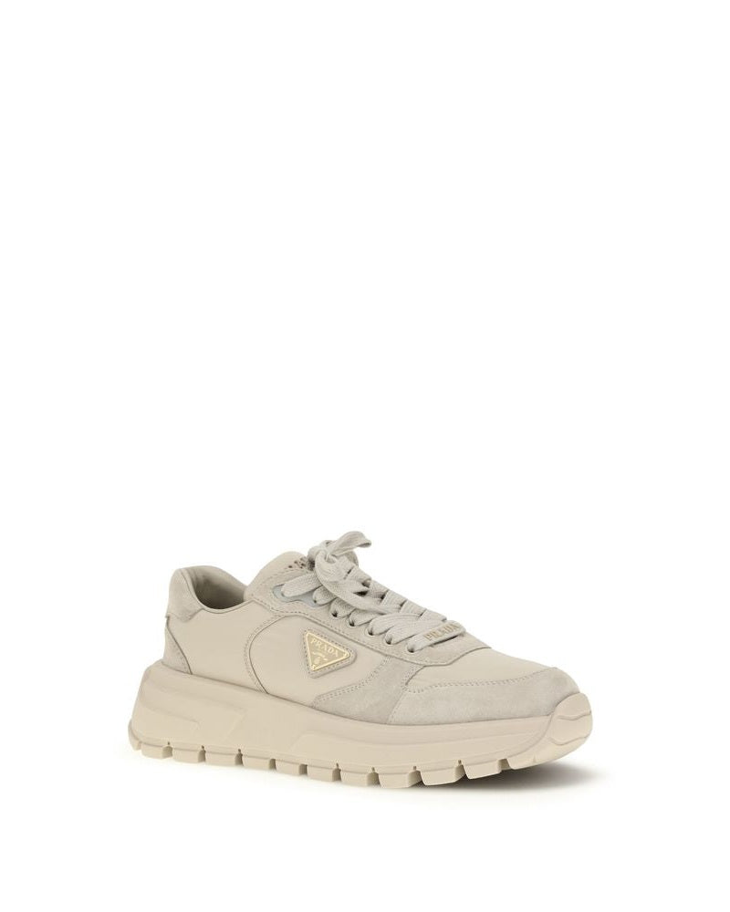 Prada Beige Calf Leather Bos Taurus Athletic Sneakers Glam Steals