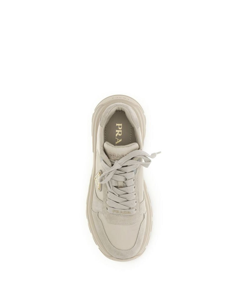 Prada Beige Calf Leather Bos Taurus Athletic Sneakers Glam Steals