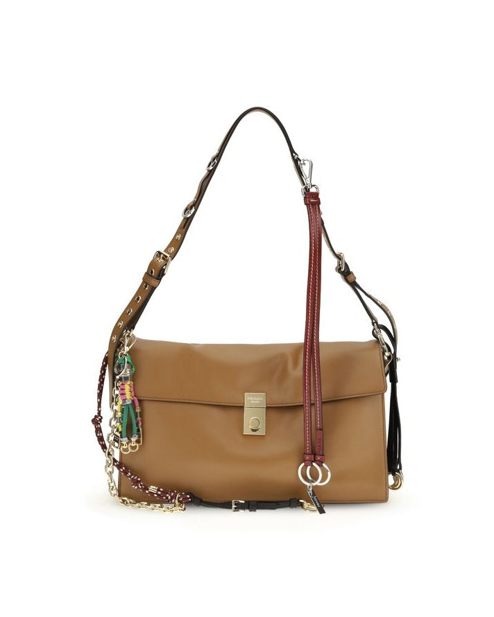 Prada Beige Calf Leather Bos Taurus Shoulder Bag