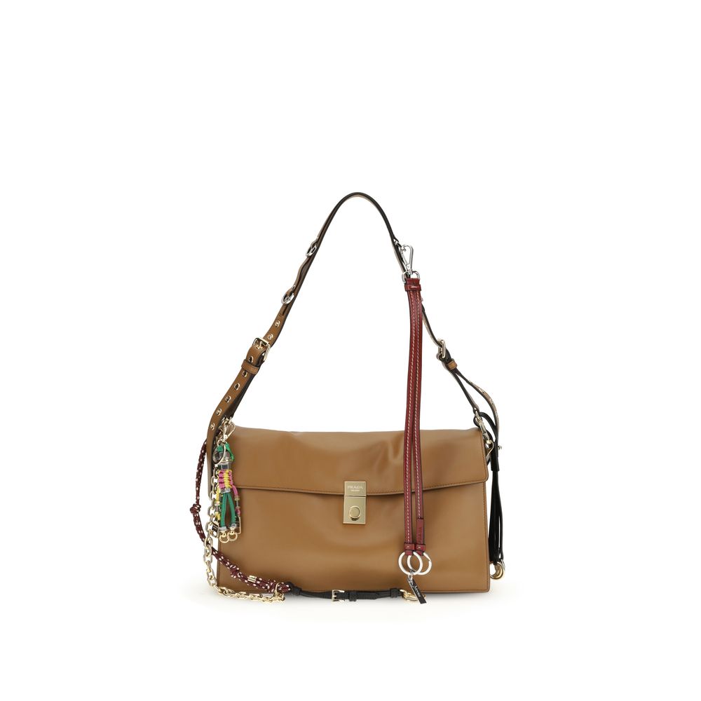 Prada Beige Calf Leather Bos Taurus Shoulder Bag Glam Steals