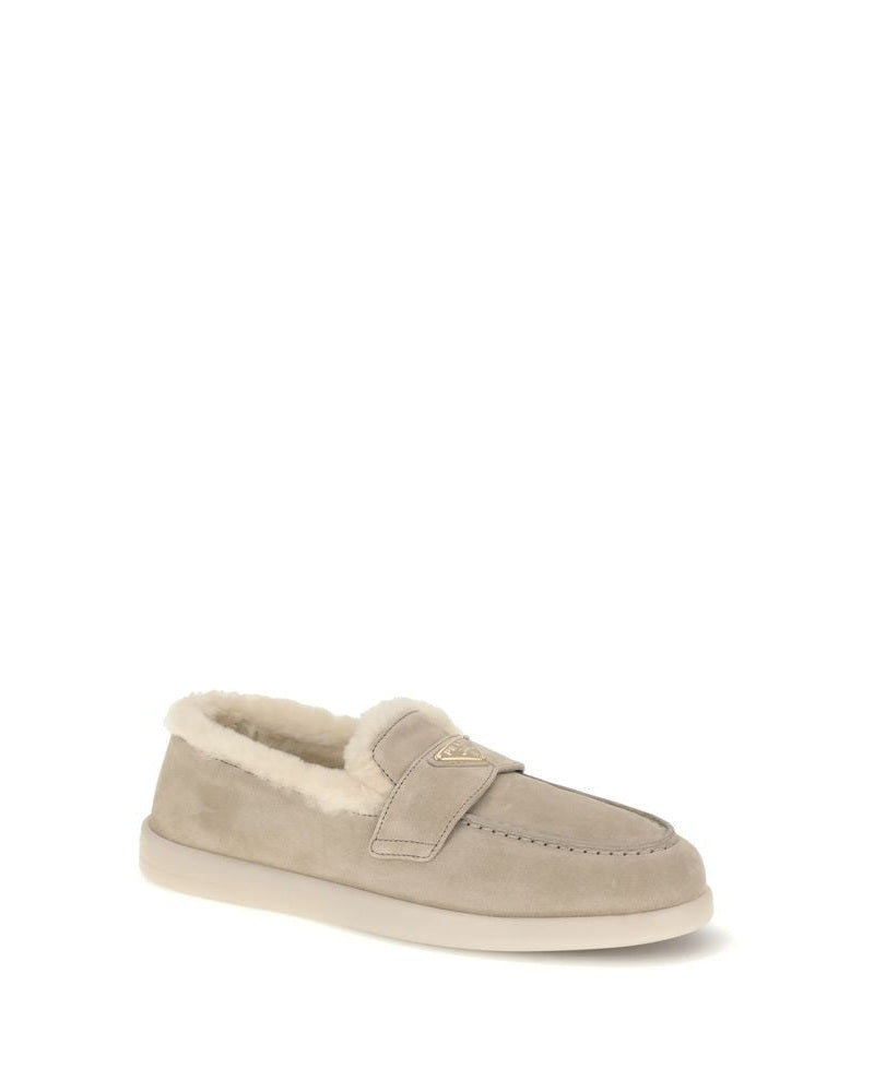 Prada Beige Calf Leather Bos Taurus Slip On Loafers Glam Steals