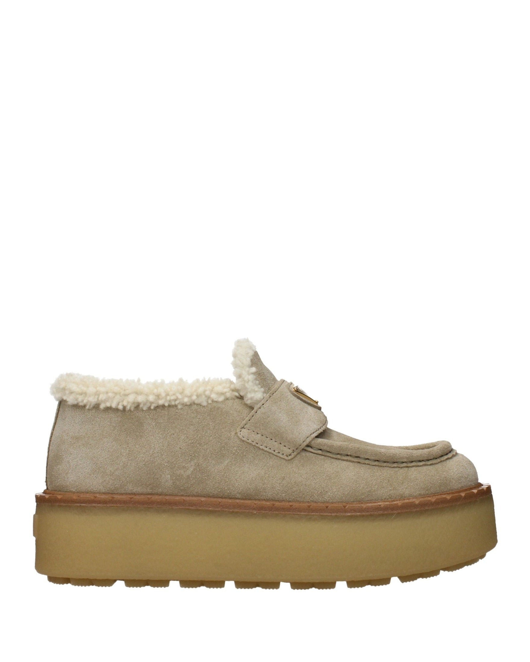 Prada Beige Leather Platform Loafers